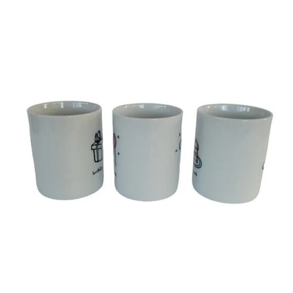 I Godinger & Co Birthday Celebration Mugs Set of 3 White Ceramic Coffee Cups - Picture 6 of 9